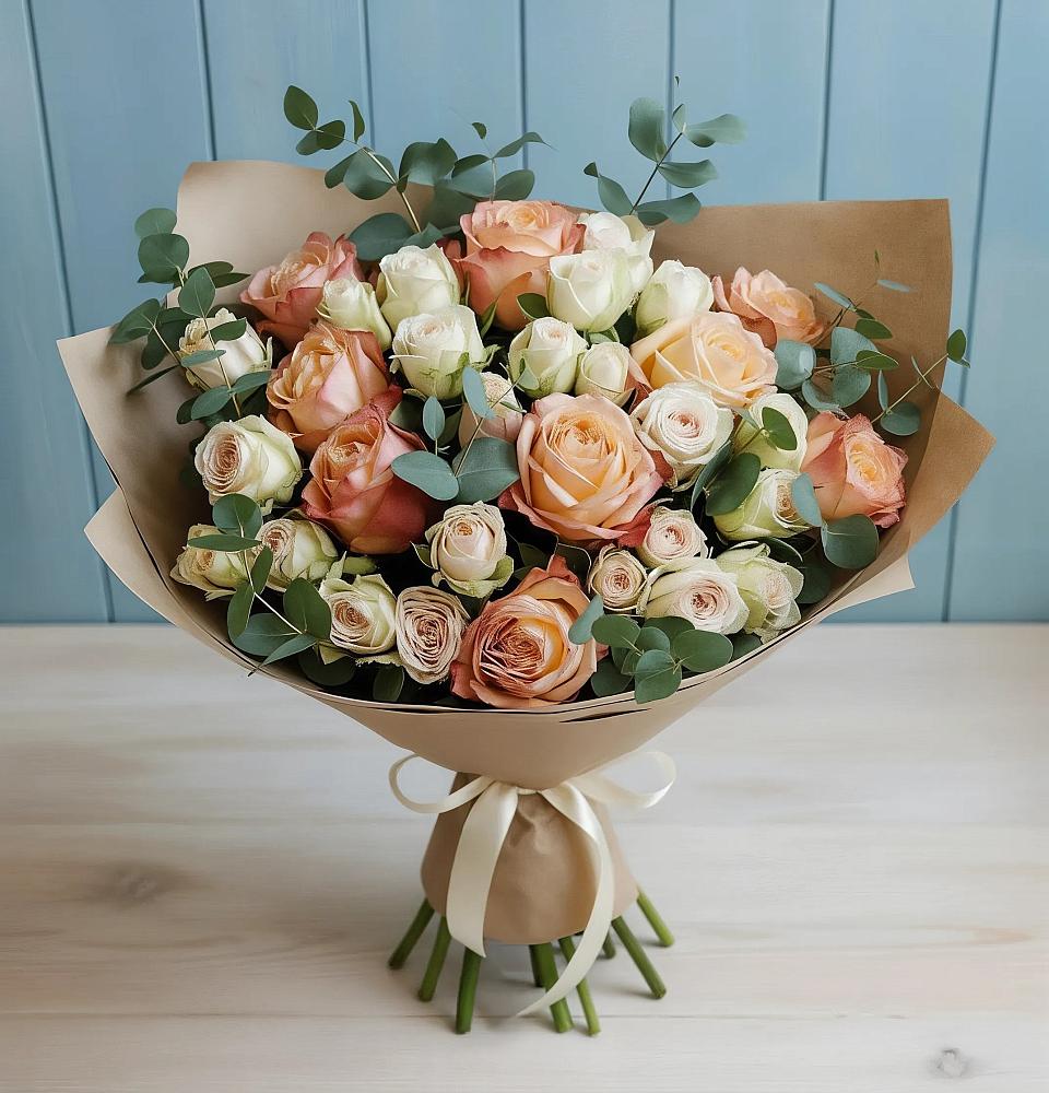 Букет цветов из: Альстромерии и Розы в Боровичах