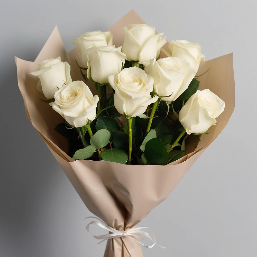 Букет 9 Белых роз Эдлесс Лав в Боровичах