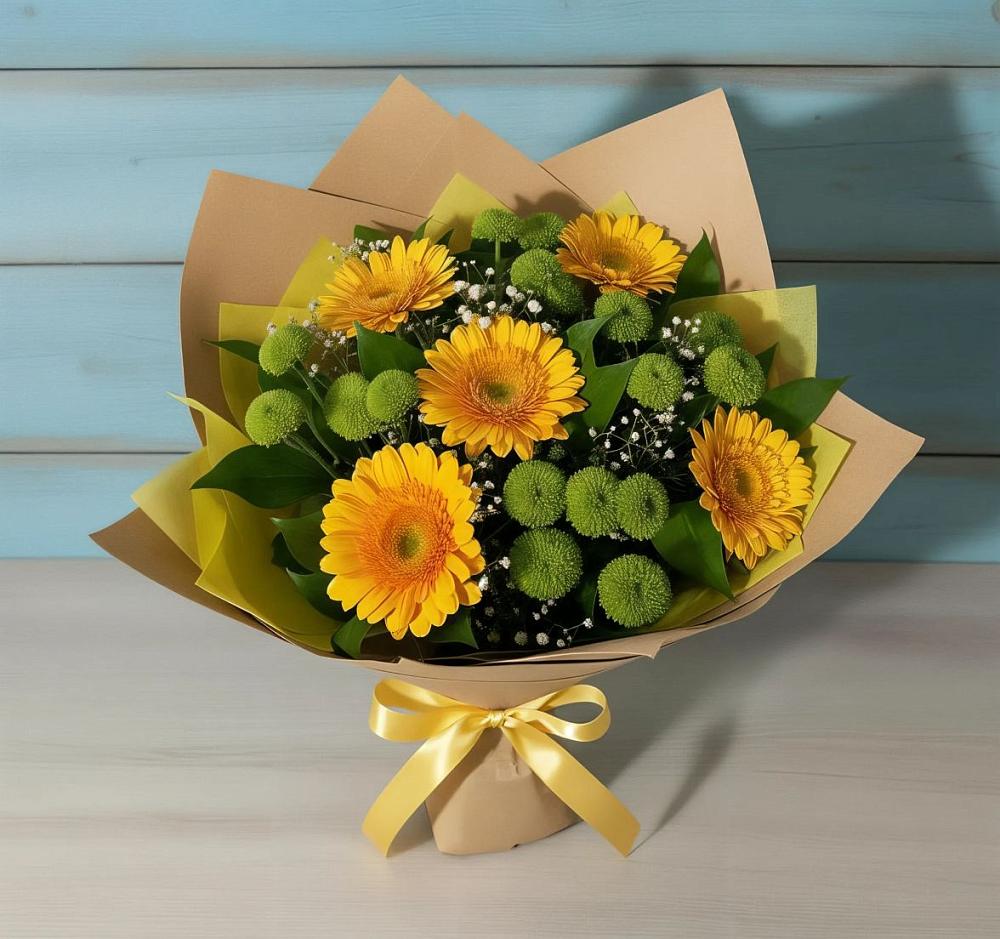 Букет цветов из: Герберы и Хризантемы в Боровичах