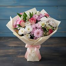 Букет цветов из:  Хризантемы, Альстромерии и Розы в Боровичах