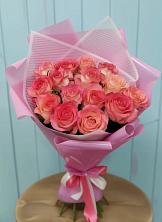 15 Розовых роз Равель в Боровичах Букет 15 Розовых роз Равель в Боровичах