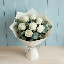 Букет Белые розы в Эвкалипте #REPLACE_PRED# Боровичах